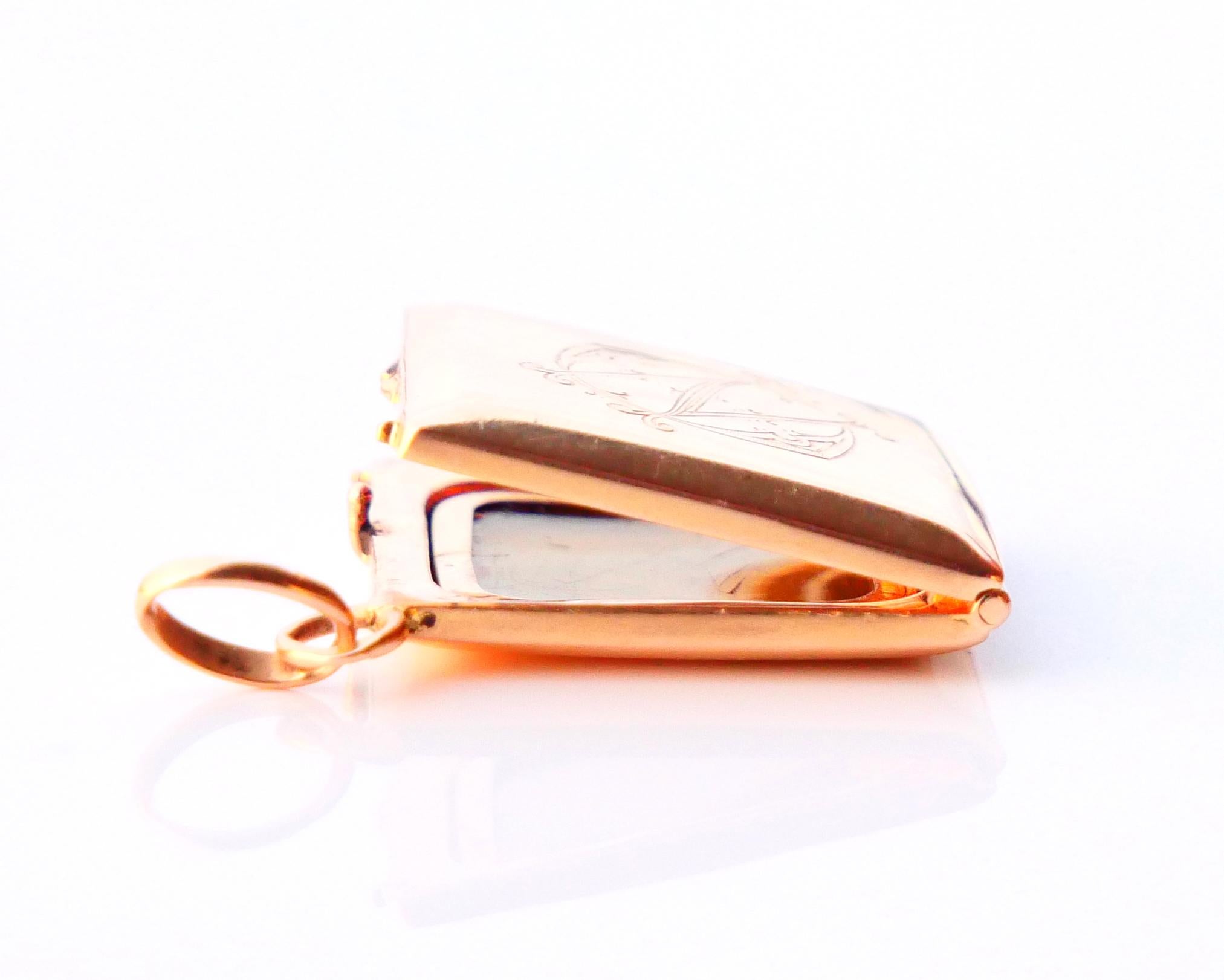 Antique médaillon allemand non porté avec pendentif en or massif 18 carats 5,6 g en vente 5