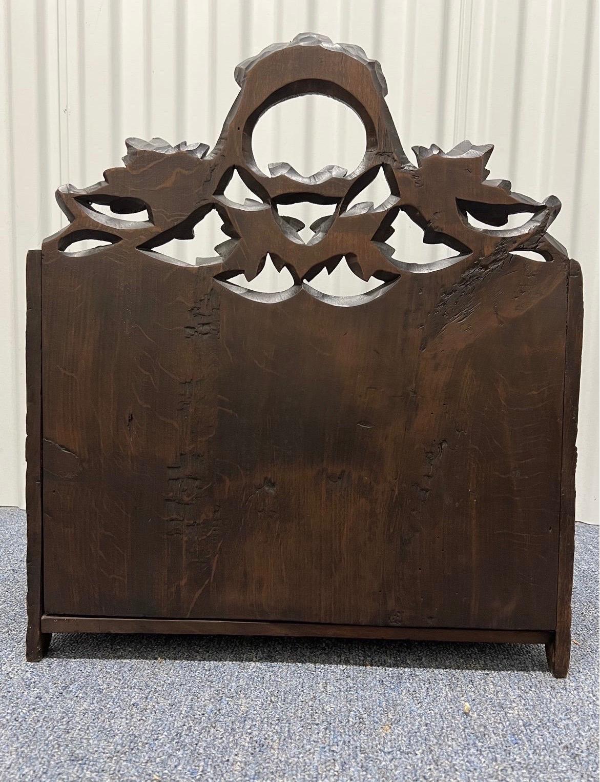 Antique German or Swiss Black Forest Hand Carved 3 Section Foliate Canterbury In Good Condition For Sale In Atlanta, GA