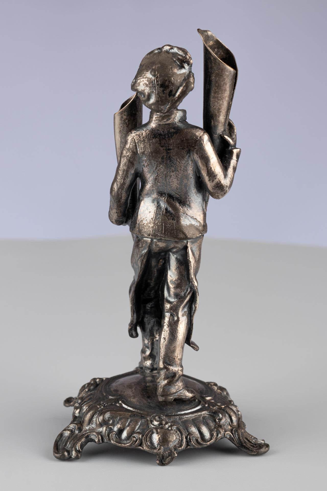 Antiker deutscher figurativer Stifthalter aus oxidiertem Metall von WMF, um 1900 (Französisch) im Angebot