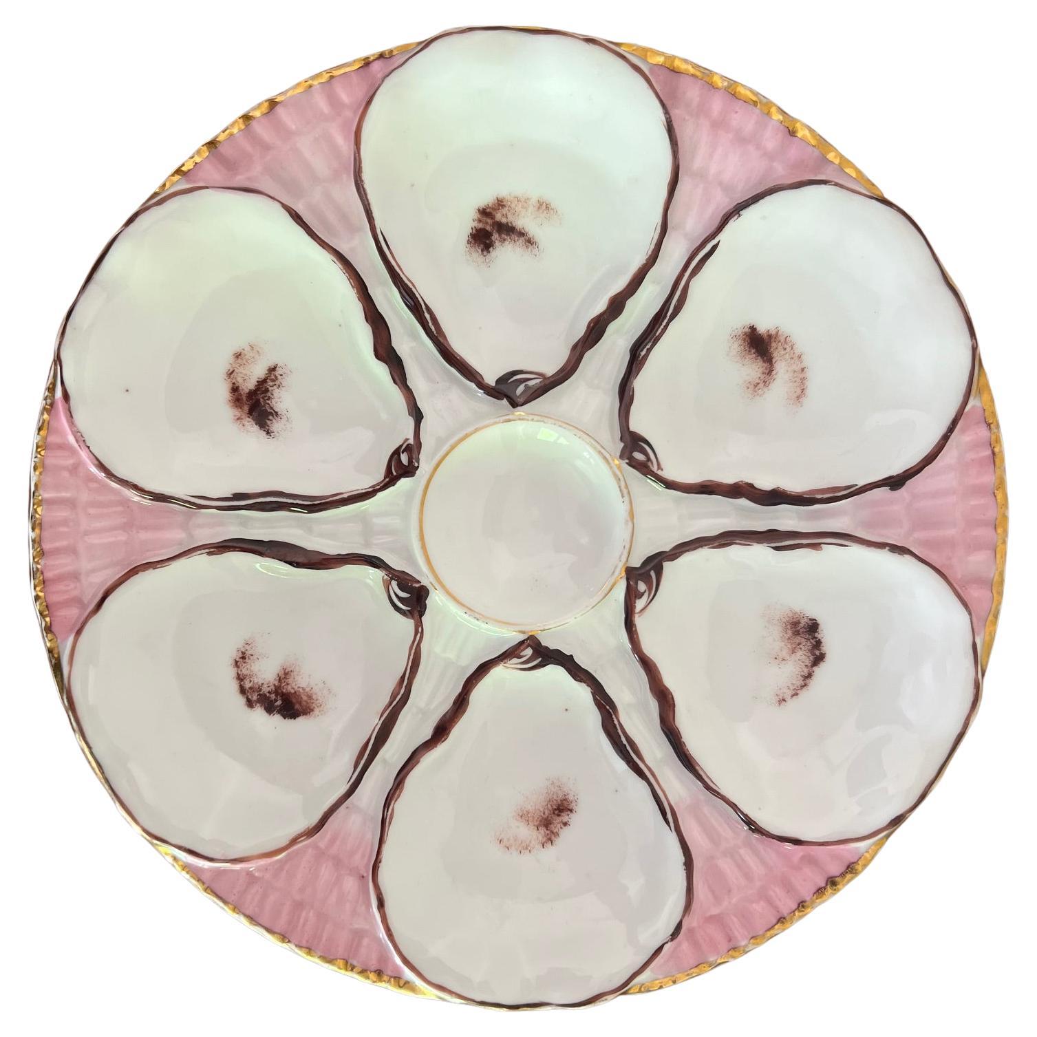 Hand-Painted Antique German Oyster Plate by Carl Tielsch