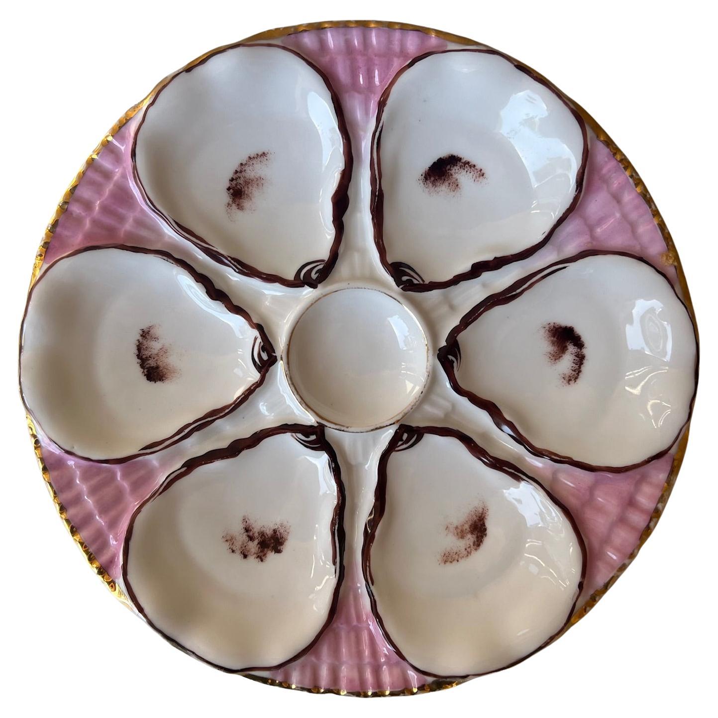 Antique German Oyster Plate by Carl Tielsch In Good Condition In Ross, CA