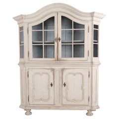 Antique German Painted Oak Display Cabinet with Glass Doors from the 1790s