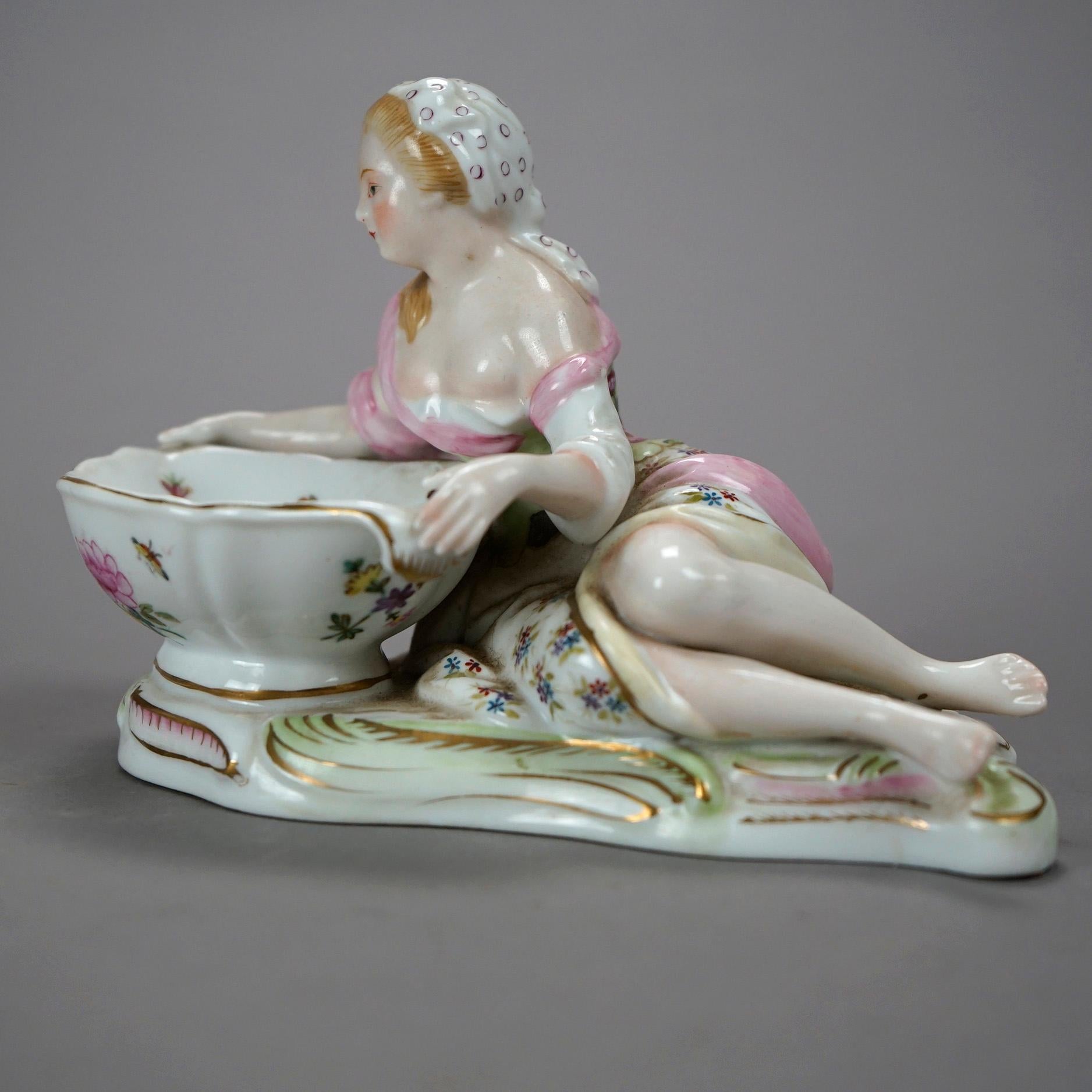 20th Century Antique German Pair Meissen School Figural Porcelain Sweet Meats Circa 1900