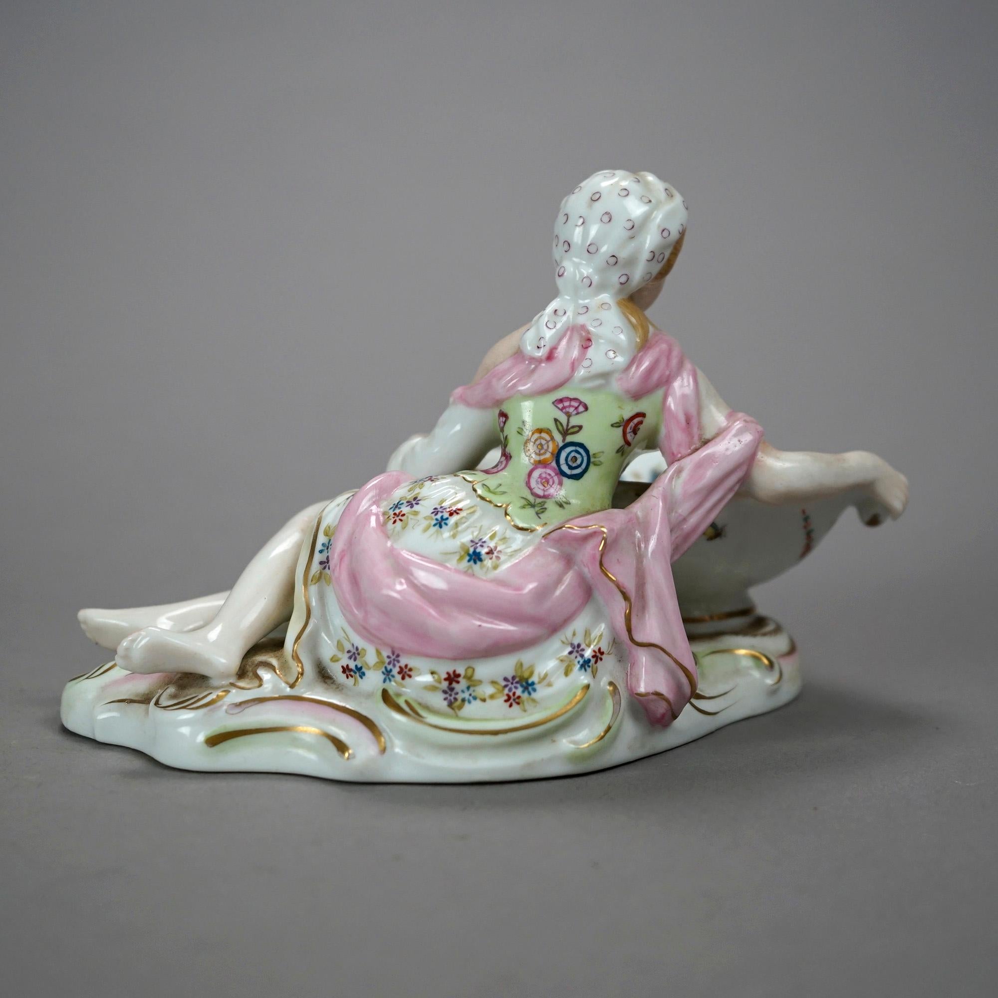 Antique German Pair Meissen School Figural Porcelain Sweet Meats Circa 1900 2