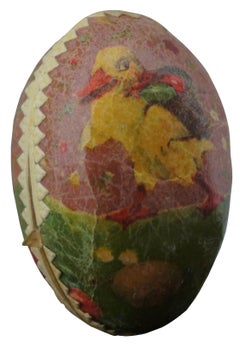 Antique German Papier Mâché Easter Egg Candy Container Duck Backpack Basket