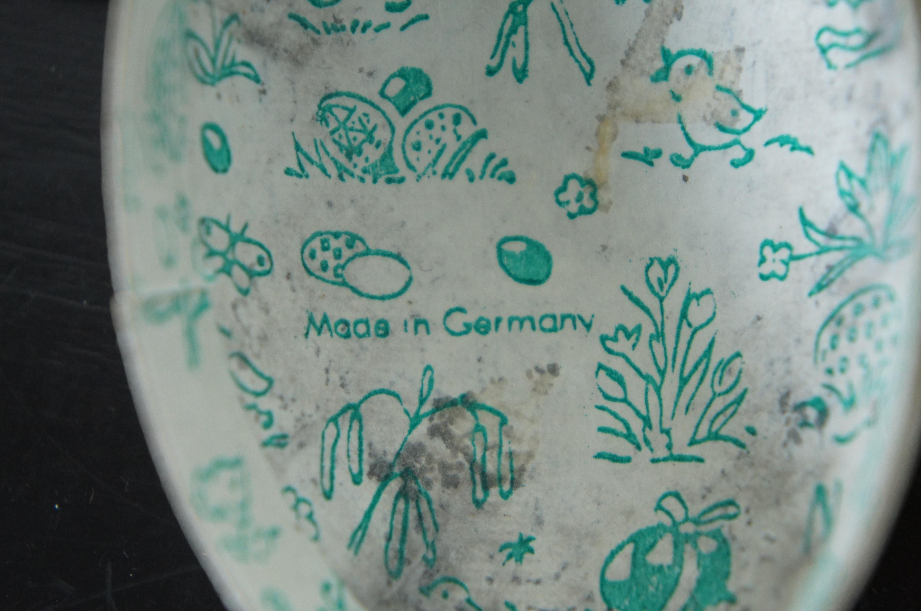 20th Century Antique German Papier Mâché Easter Egg Candy Container Mrs Duck & Mr Rabbit