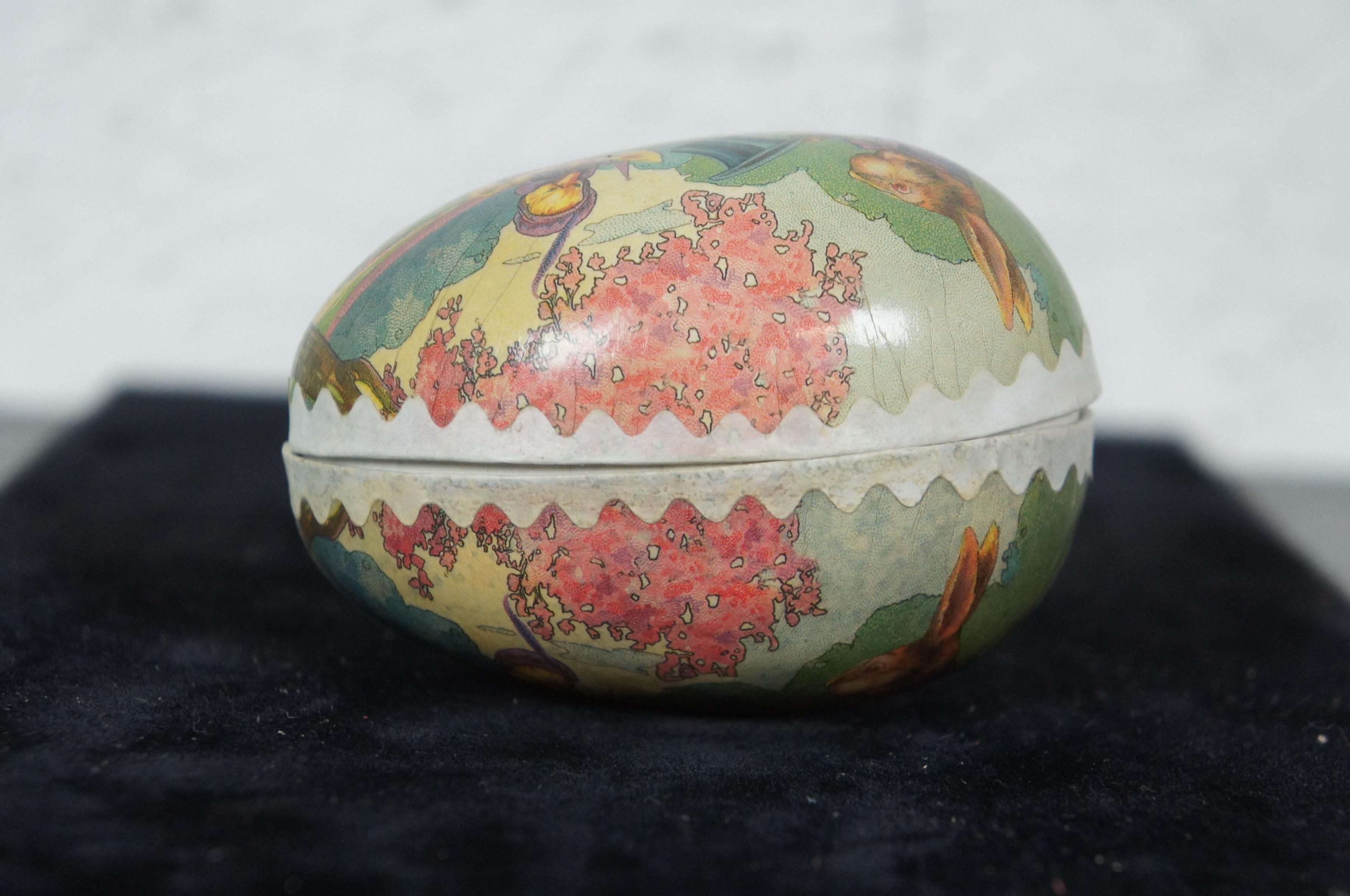 Antique German Papier Mâché Easter Egg Candy Container Mrs Duck & Mr Rabbit 3