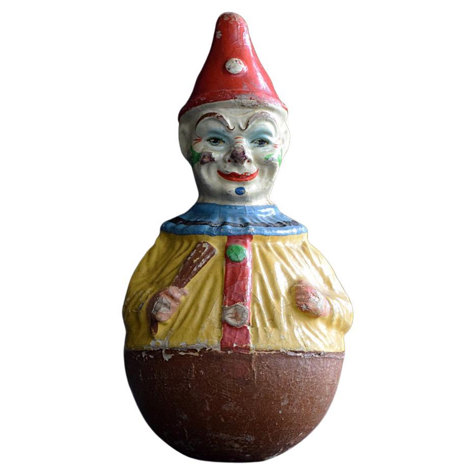 Antique German Papier Mâché Roly Poly Clown Toy by Schoenhut