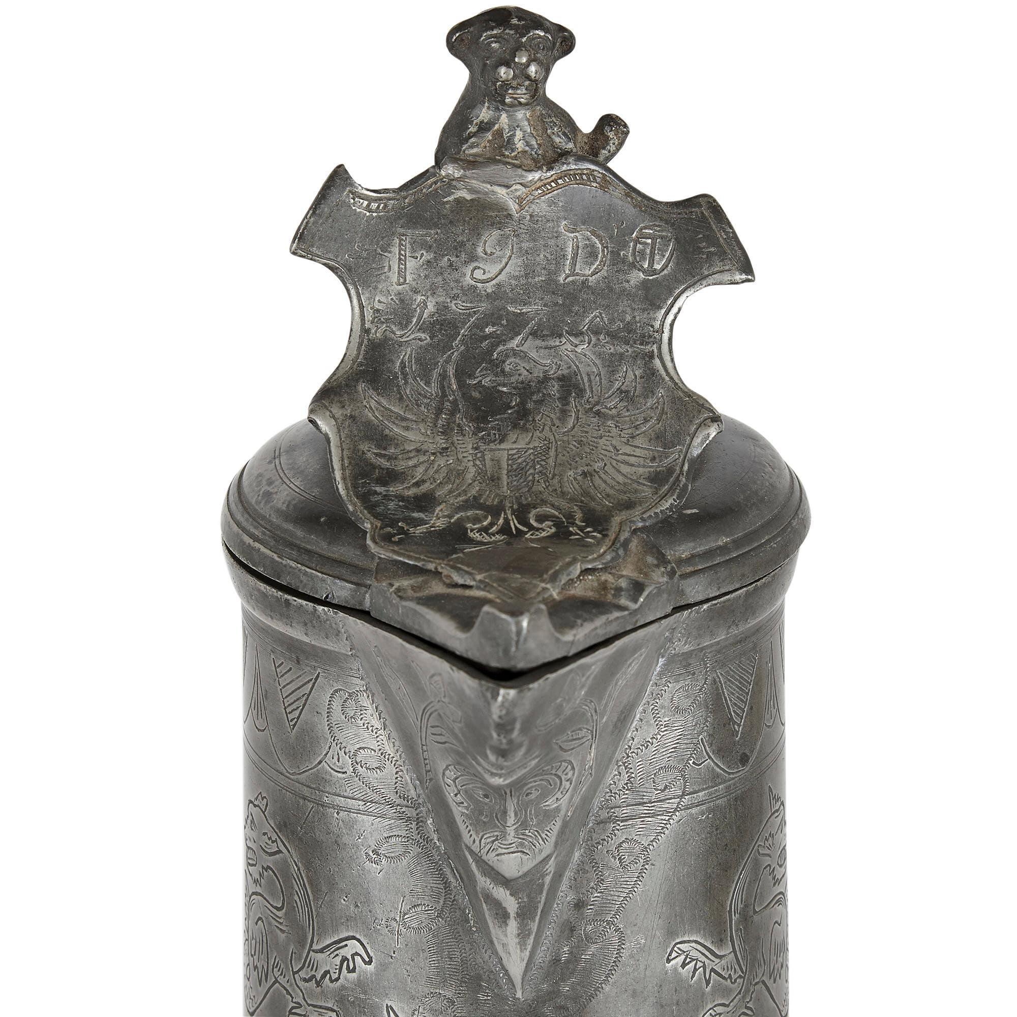 Antique German Pewter Jug In Good Condition For Sale In London, GB