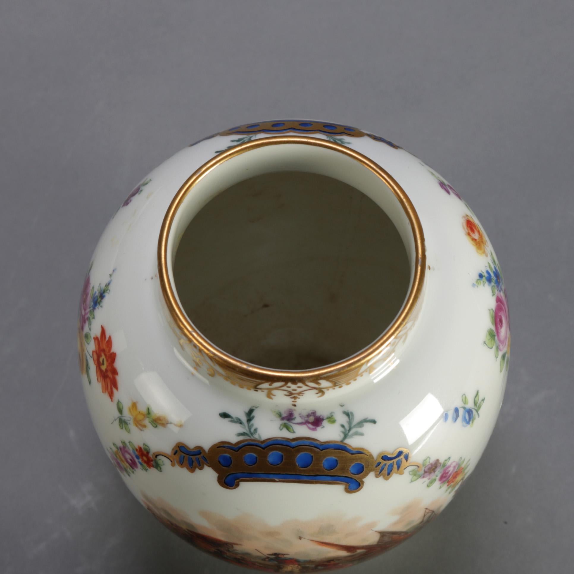Antique German Pictorial Porcelain Bro. Schone All Huttenstein Tea Caddy 4