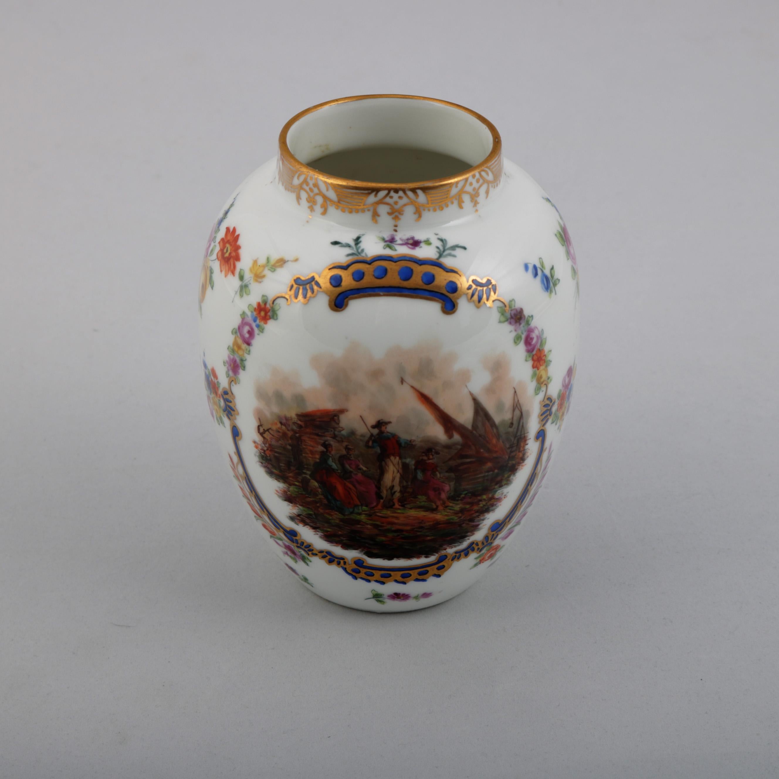 Antique German Pictorial Porcelain Bro. Schone All Huttenstein Tea Caddy 7