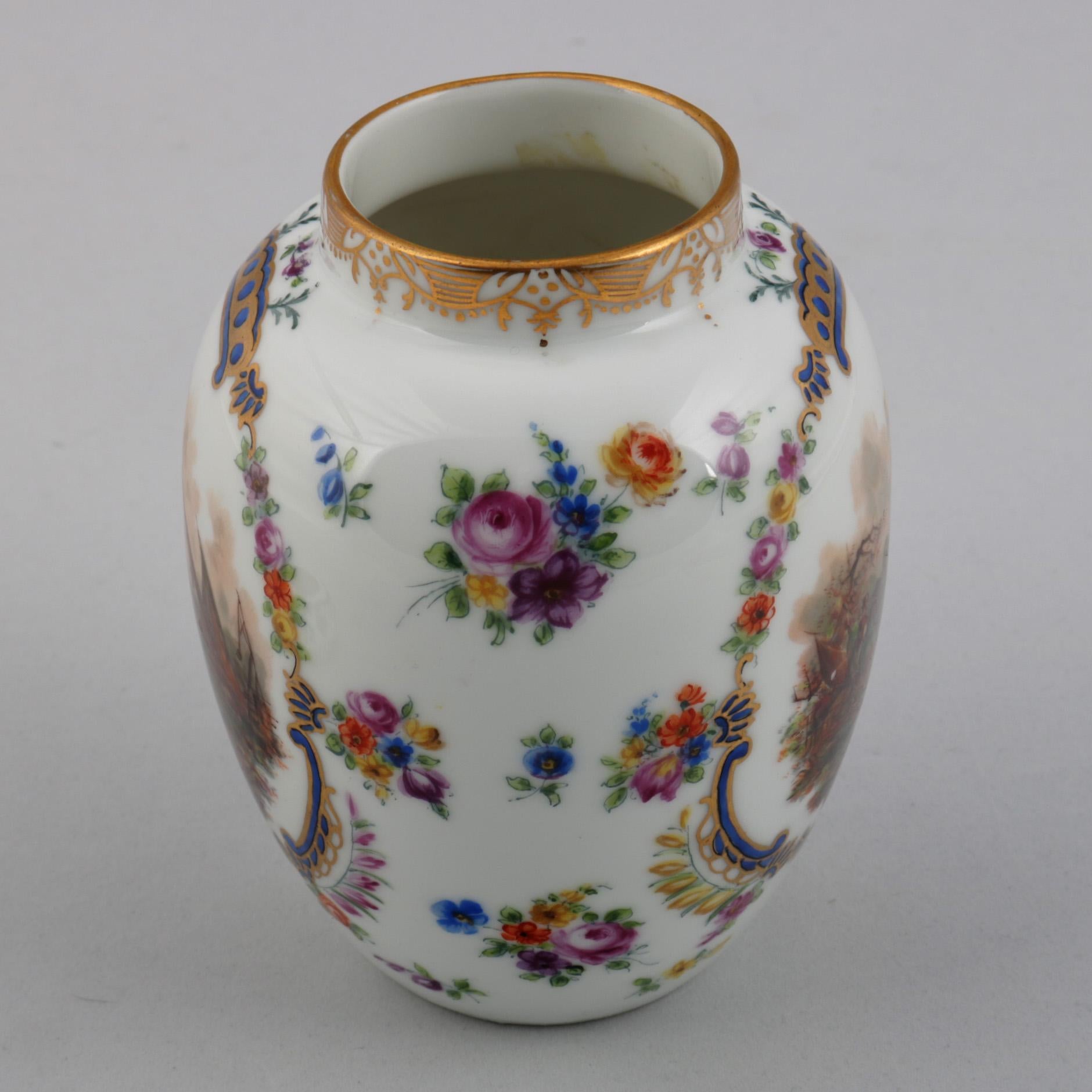 Antique German Pictorial Porcelain Bro. Schone All Huttenstein Tea Caddy 8
