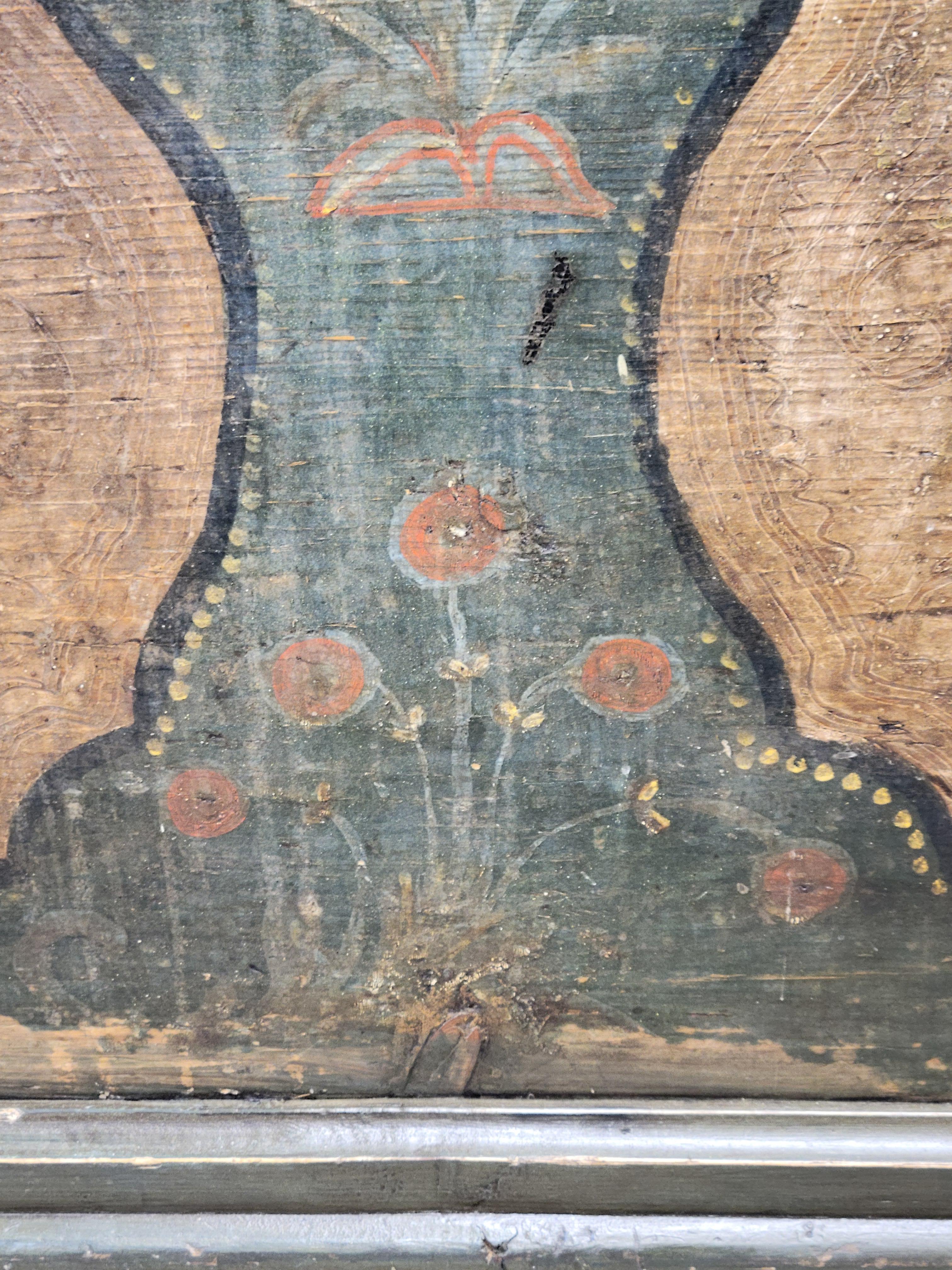 Ancienne commode allemande en pin avec peinture d'origine en vente 4