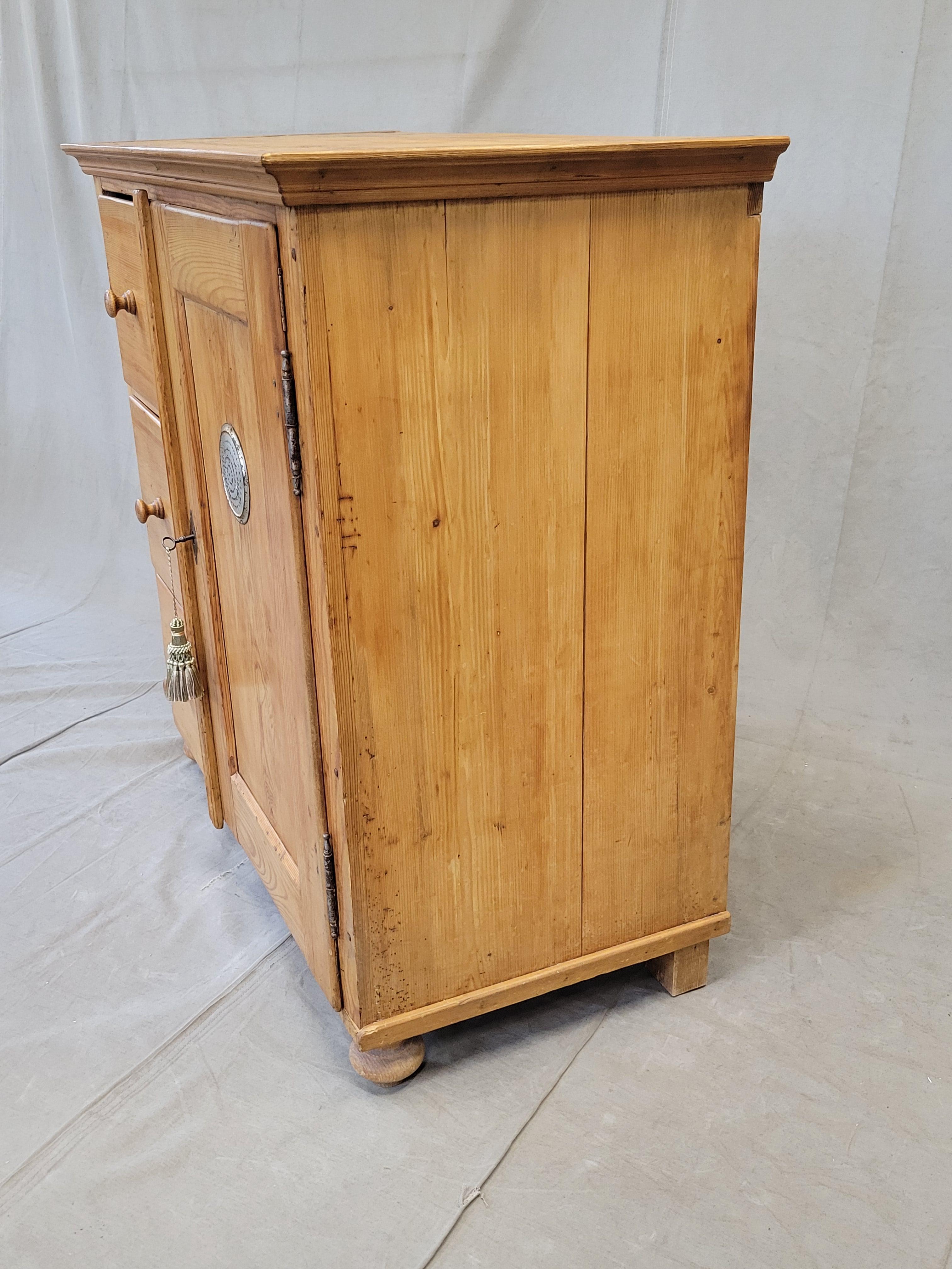 Antique German Pine Locking Pie or Larder Cabinet For Sale 6