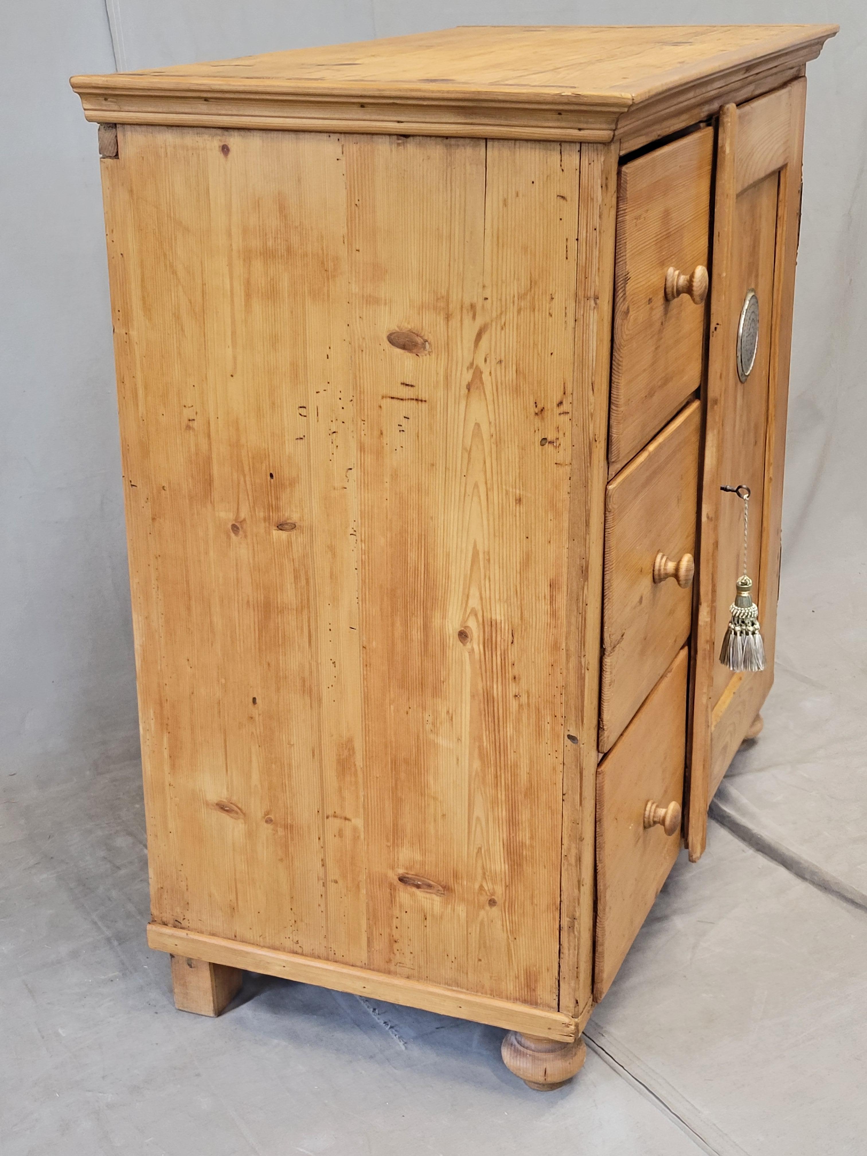 Antique German Pine Locking Pie or Larder Cabinet For Sale 7