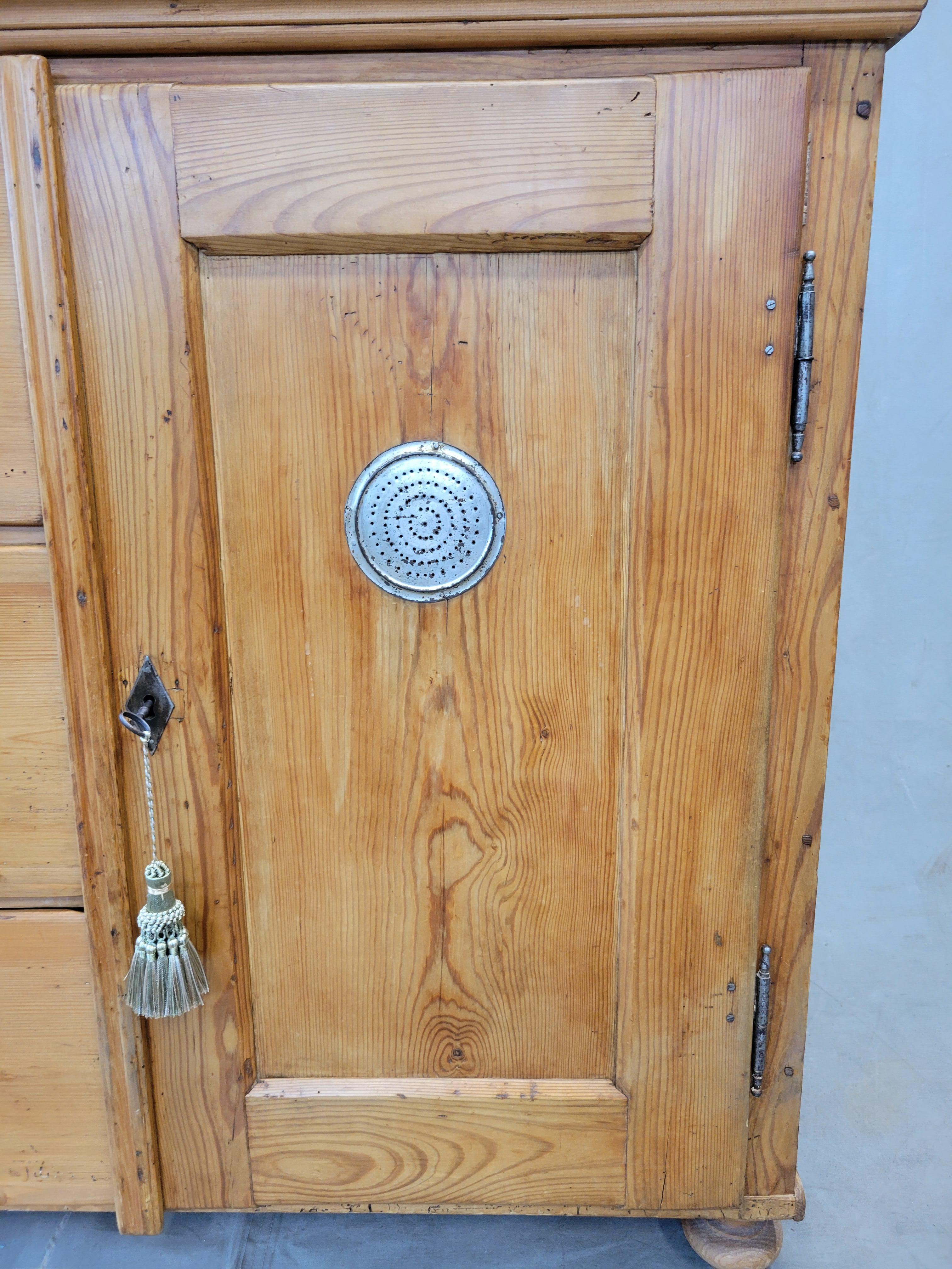 19th Century Antique German Pine Locking Pie or Larder Cabinet For Sale
