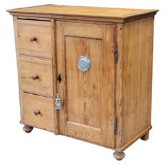 Antique German Pine Locking Pie or Larder Cabinet