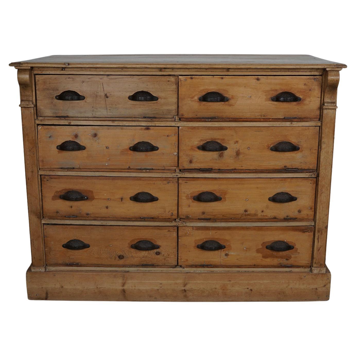 Antique German Pine Shop Cabinet, Early 20th Century