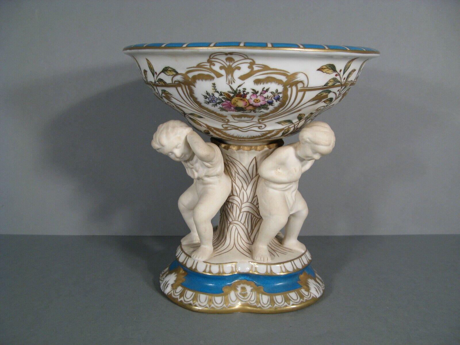 French Antique German Porcelain Coupe with Atlas and Hercules Decoration - 1Y132