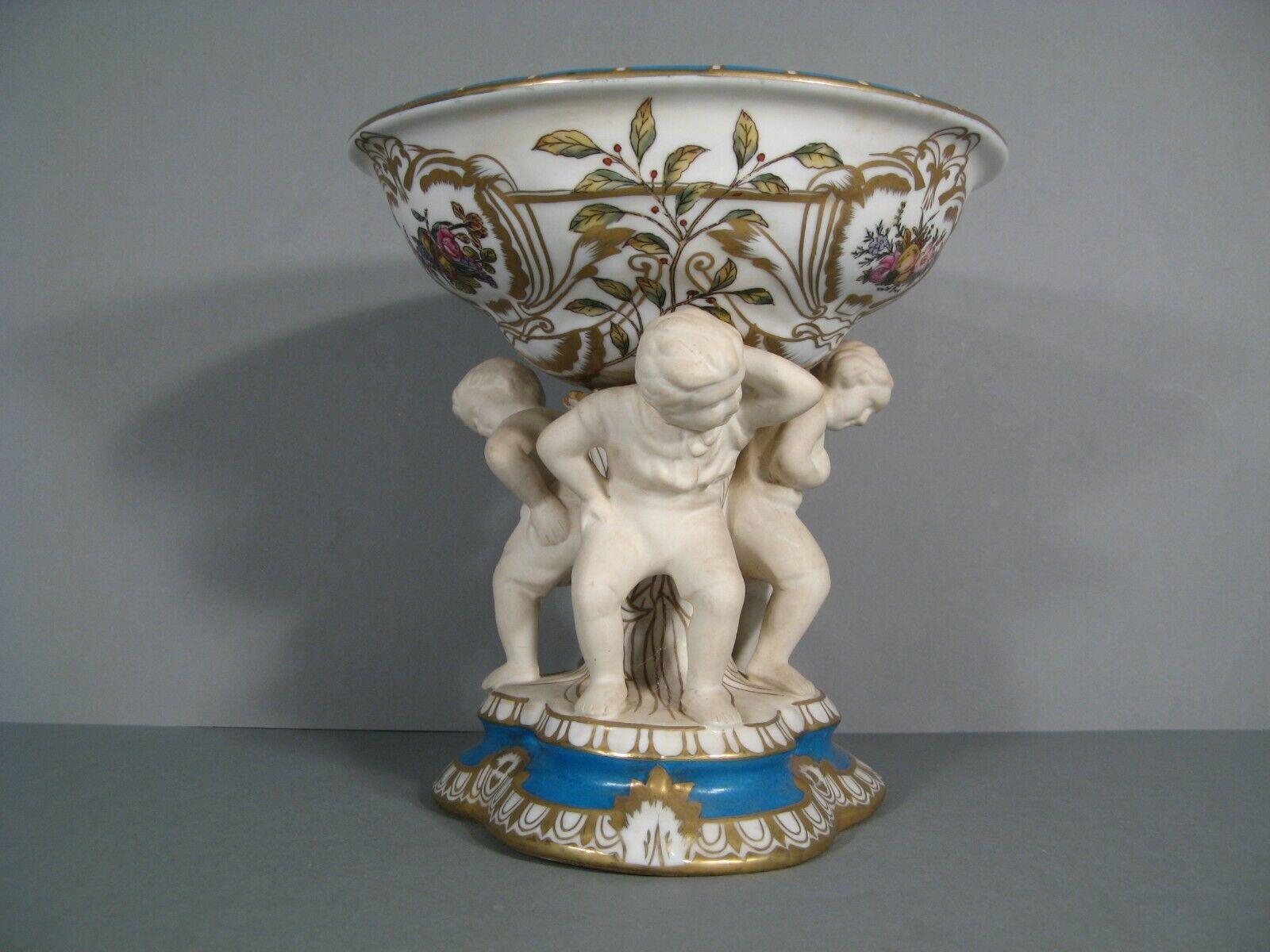 Antique German Porcelain Coupe with Atlas and Hercules Decoration - 1Y132 In Good Condition In Bordeaux, FR