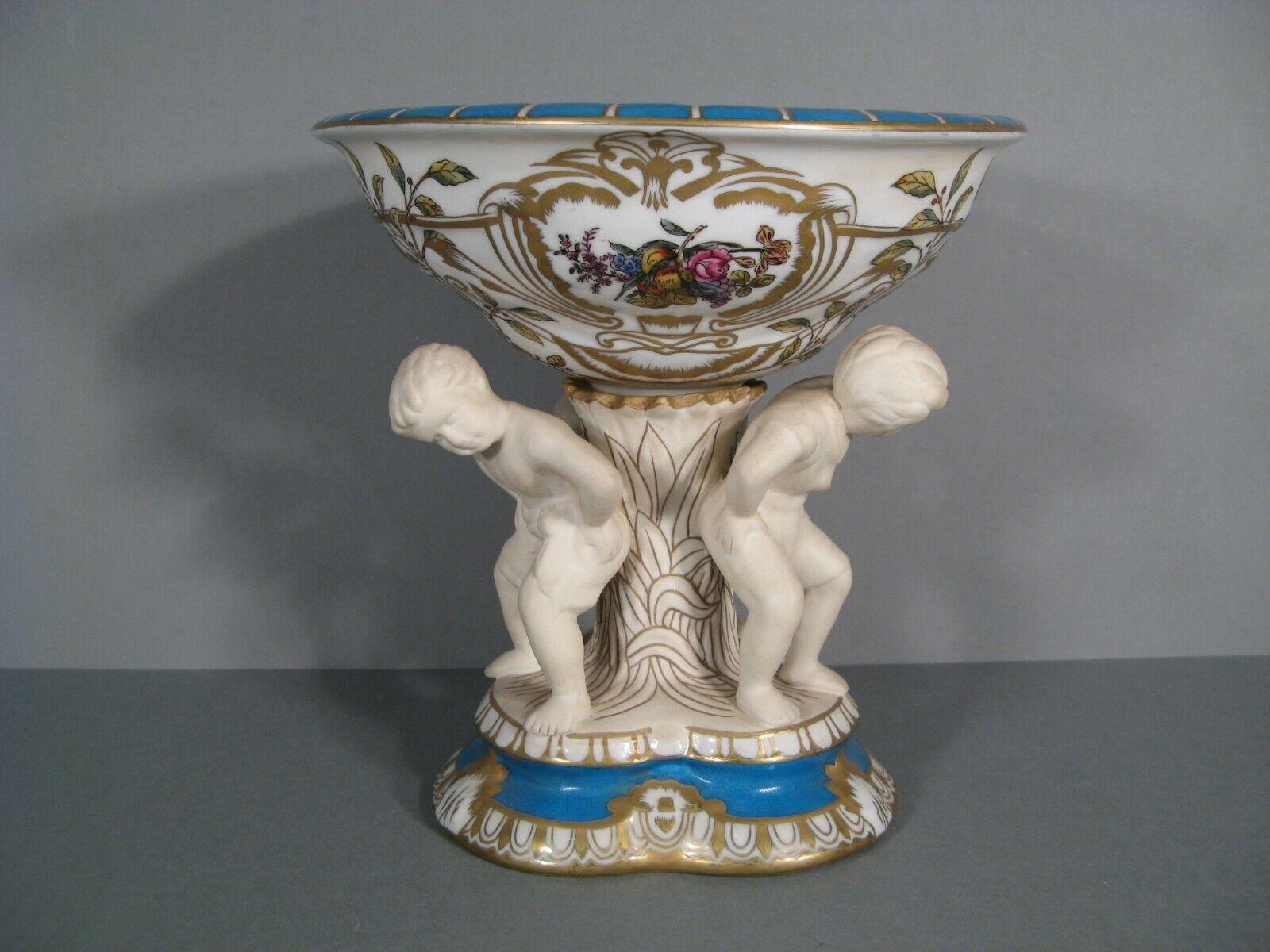 19th Century Antique German Porcelain Coupe with Atlas and Hercules Decoration - 1Y132