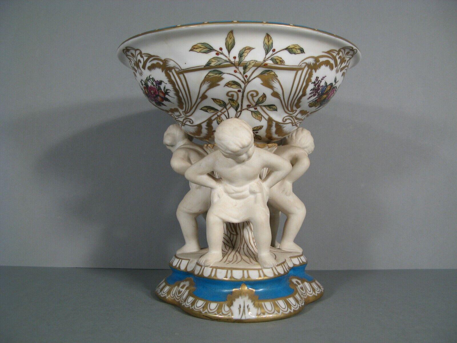 Ceramic Antique German Porcelain Coupe with Atlas and Hercules Decoration - 1Y132