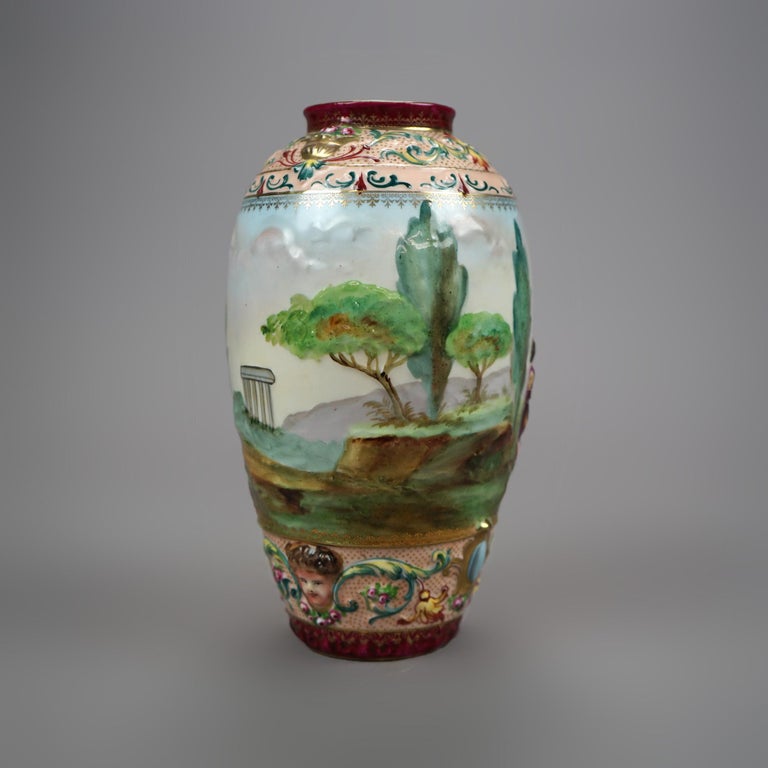 Antique German Porcelain Figural In-Relief Porcelain Vase, Genre Scene, 1900 For Sale 2