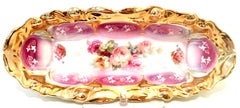 Antique German Porcelain Hand Painted 22-Karat Gold Oval Dish