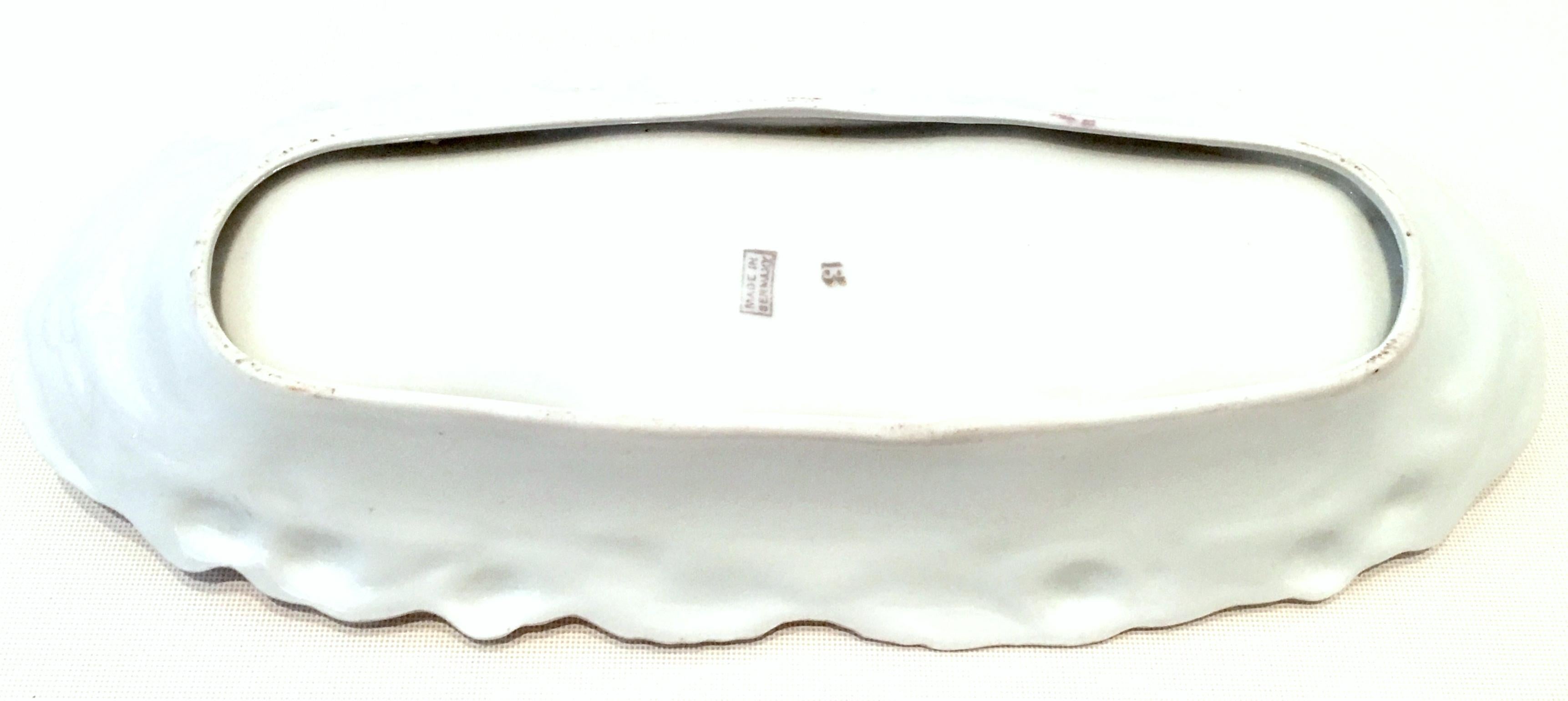 Antique German Porcelain Hand Painted 22-Karat Gold Oval Dish For Sale 6