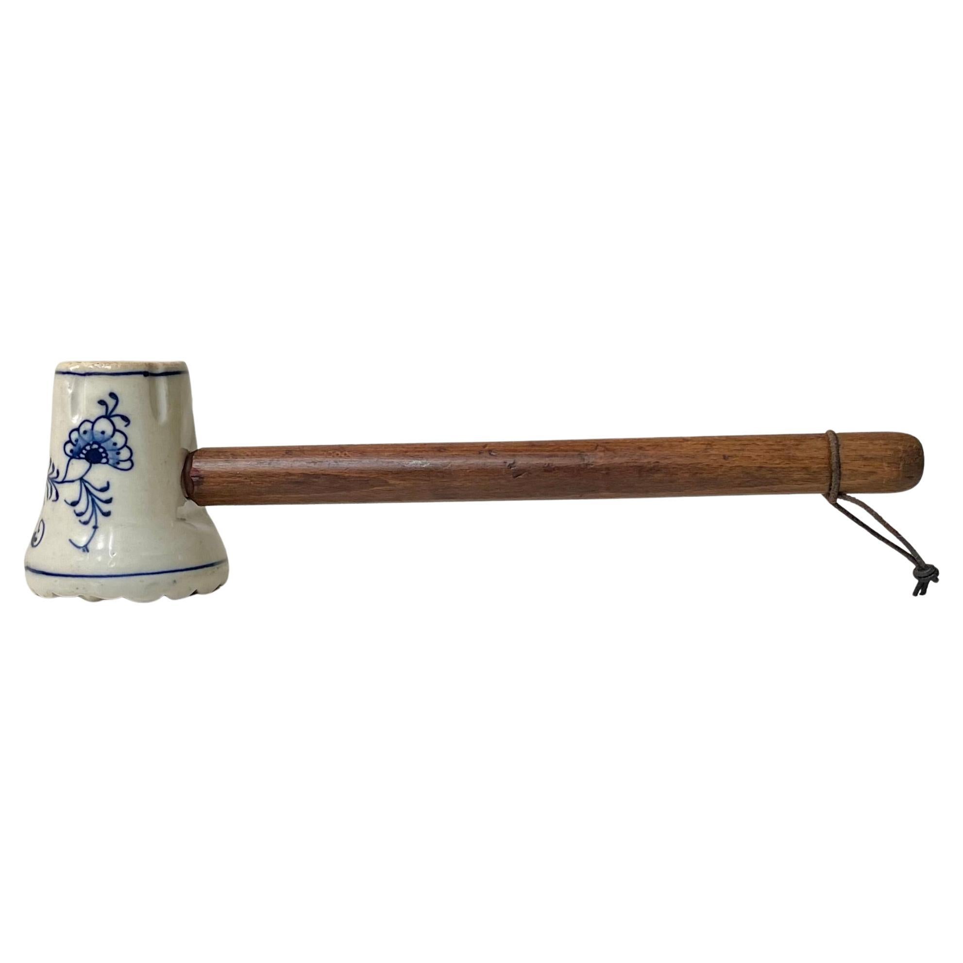 Antique German Porcelain Meat Hammer in Meissen Blue Onion For Sale