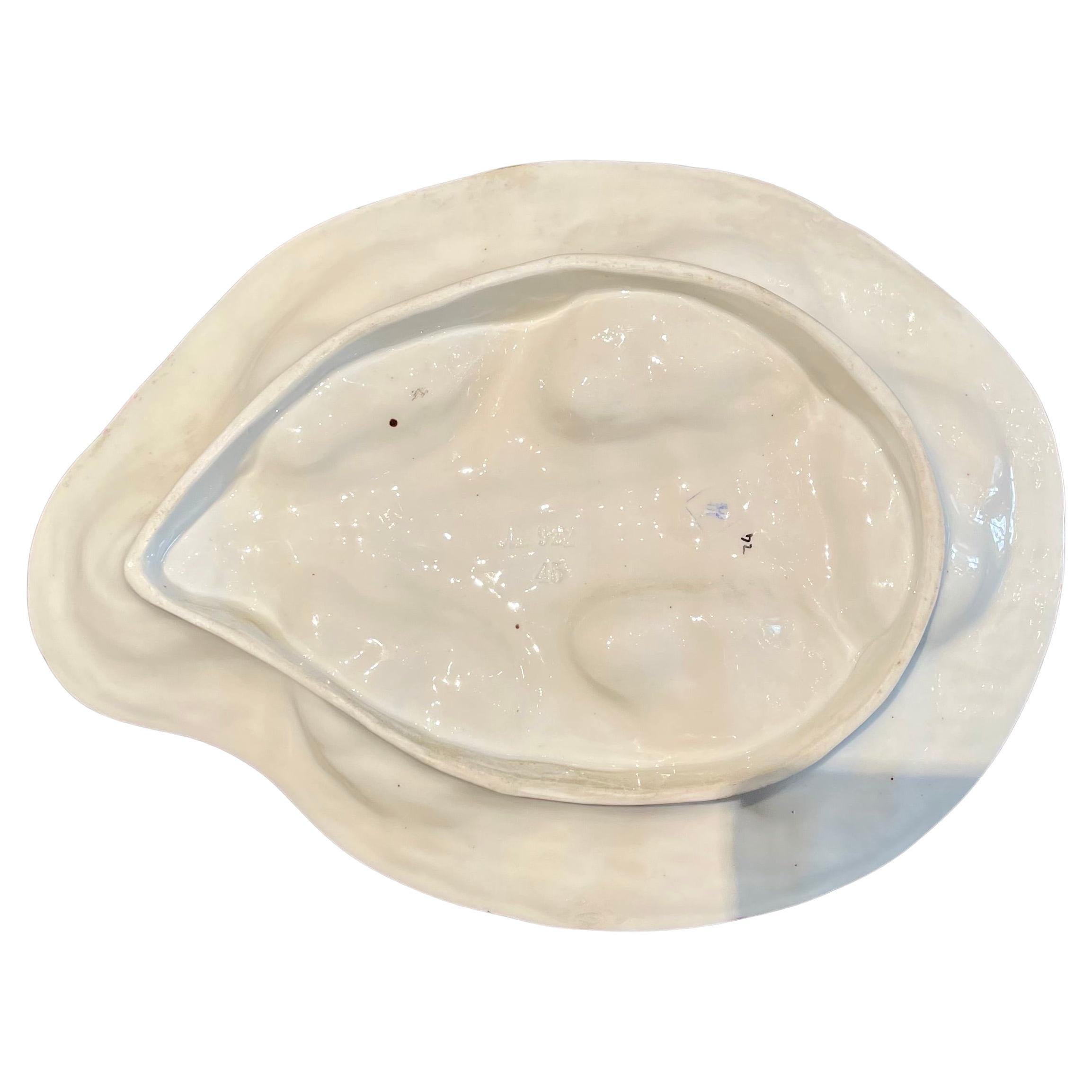 19th Century Antique German Porcelain Moser Design Pink Luster Shaped Oyster Plate Circa 1880