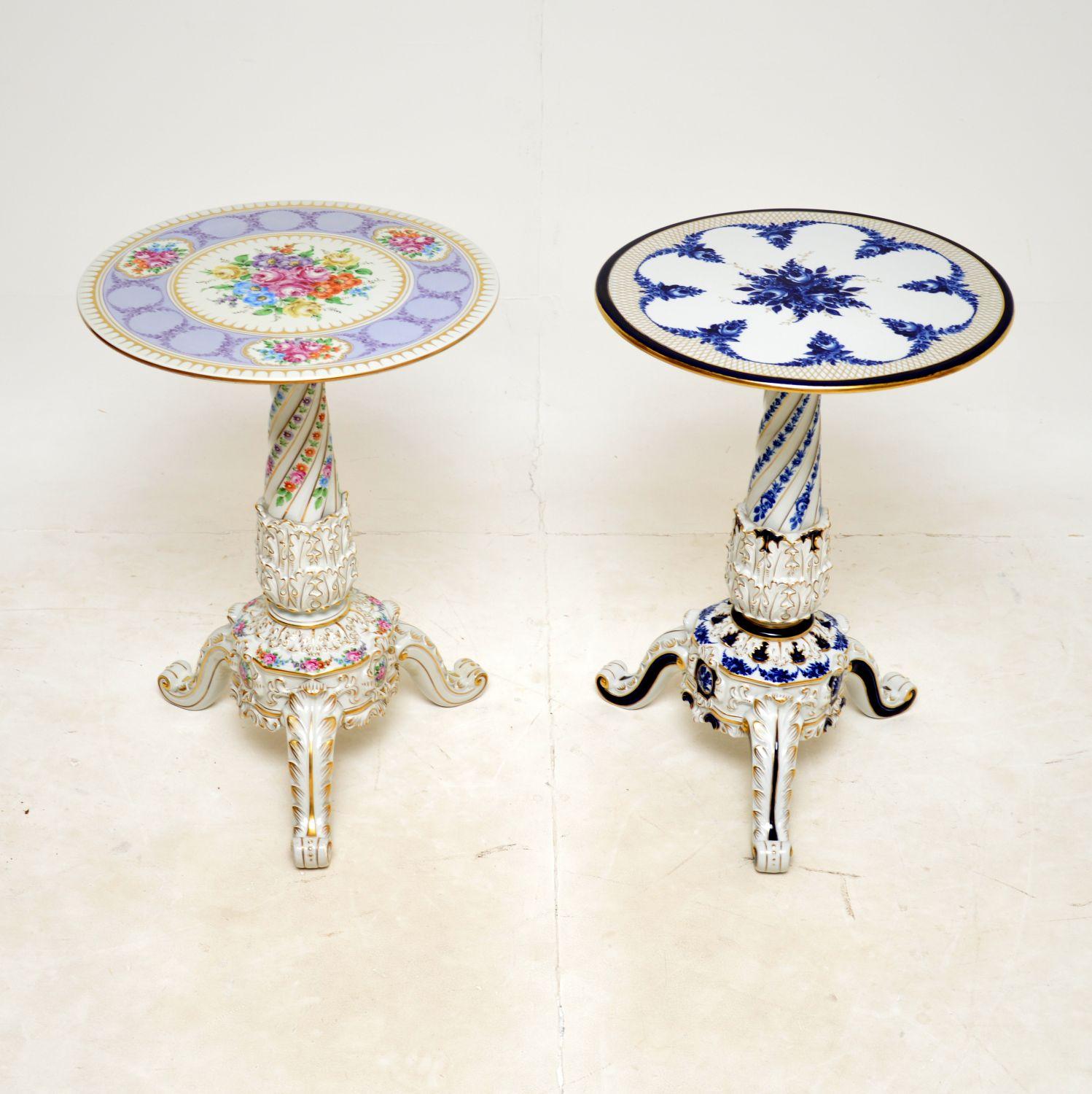 Antique German Porcelain Occasional Tripod Table For Sale 7