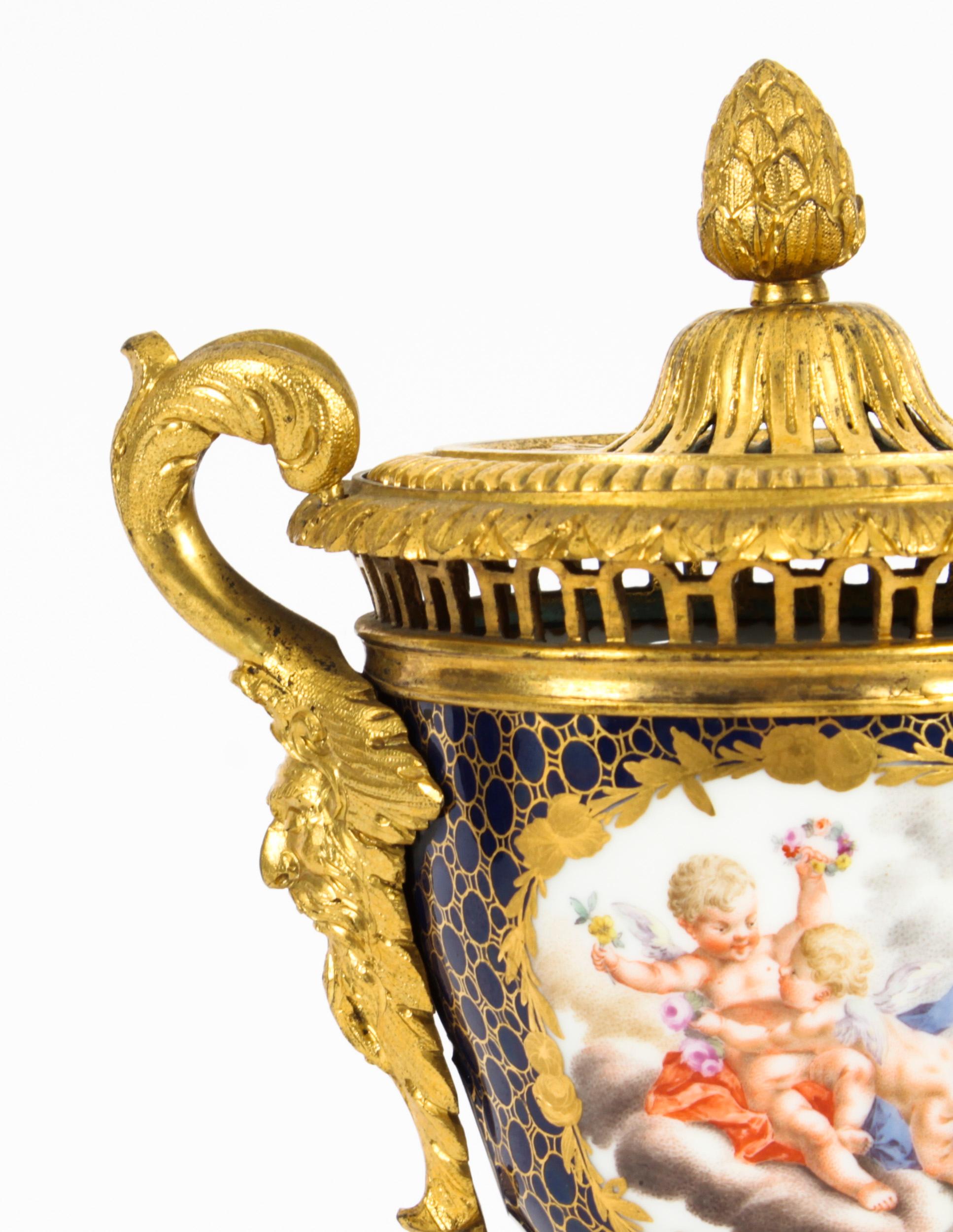 Antique German Porcelain Ormolu Mounted Pot Pourri Vase 19th C 8