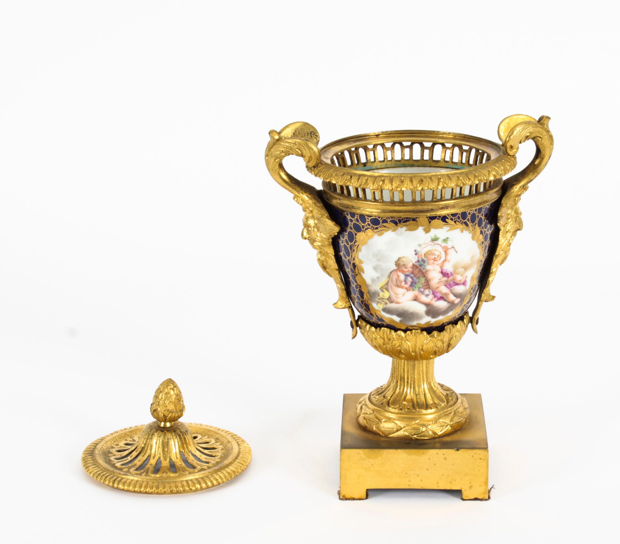 Antique German Porcelain Ormolu Mounted Pot Pourri Vase 19th C 9