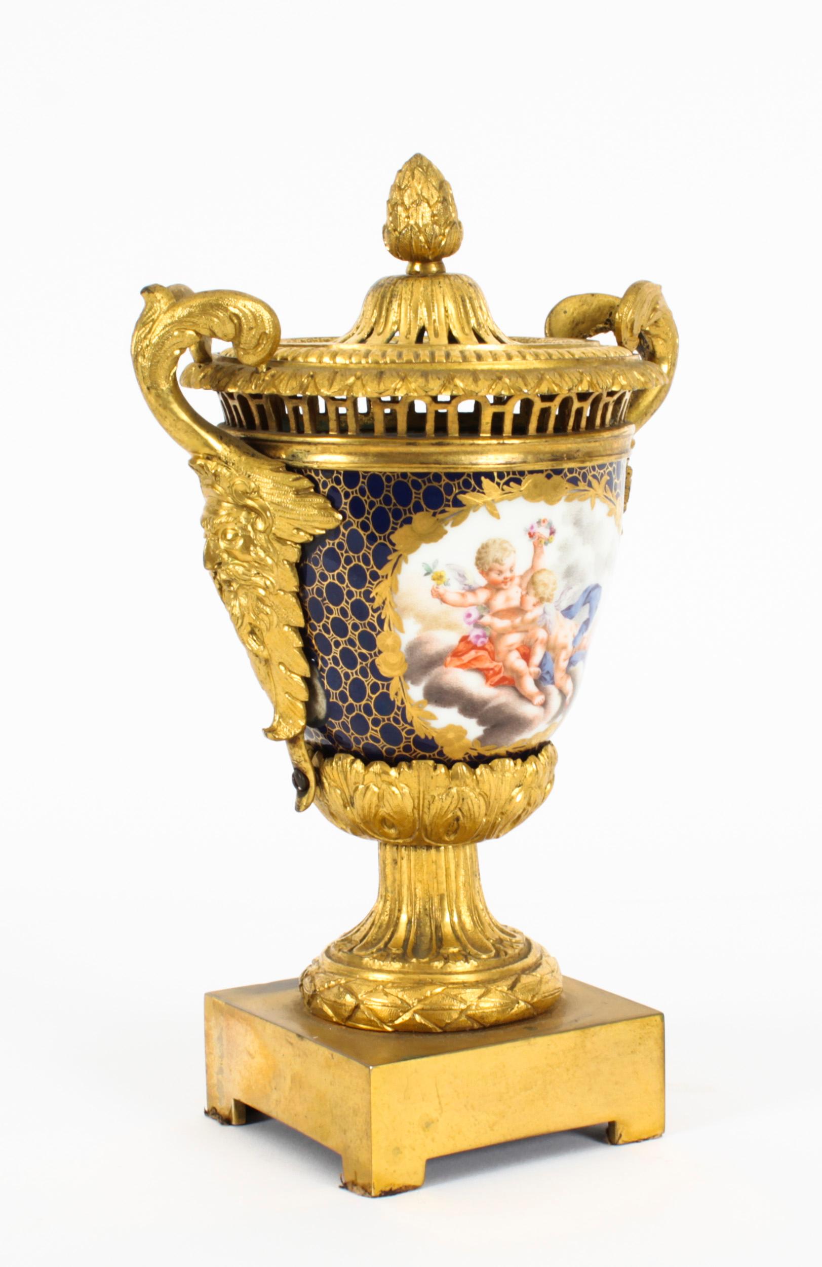 Antique German Porcelain Ormolu Mounted Pot Pourri Vase 19th C 11
