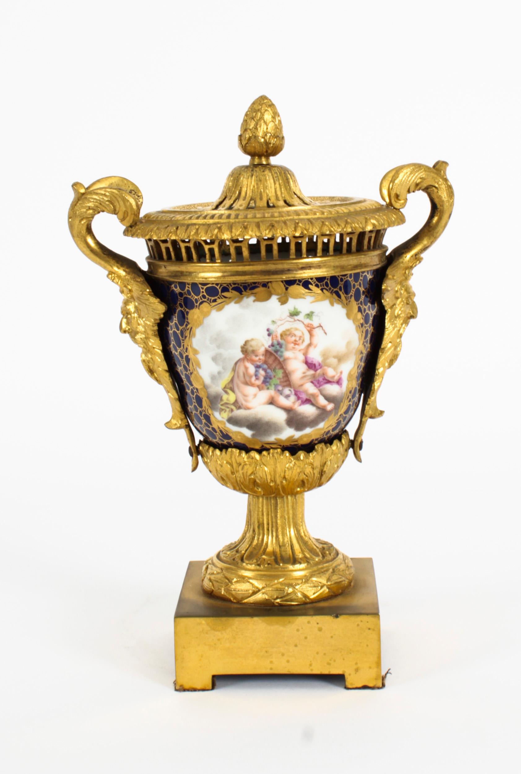 Mid-19th Century Antique German Porcelain Ormolu Mounted Pot Pourri Vase 19th C