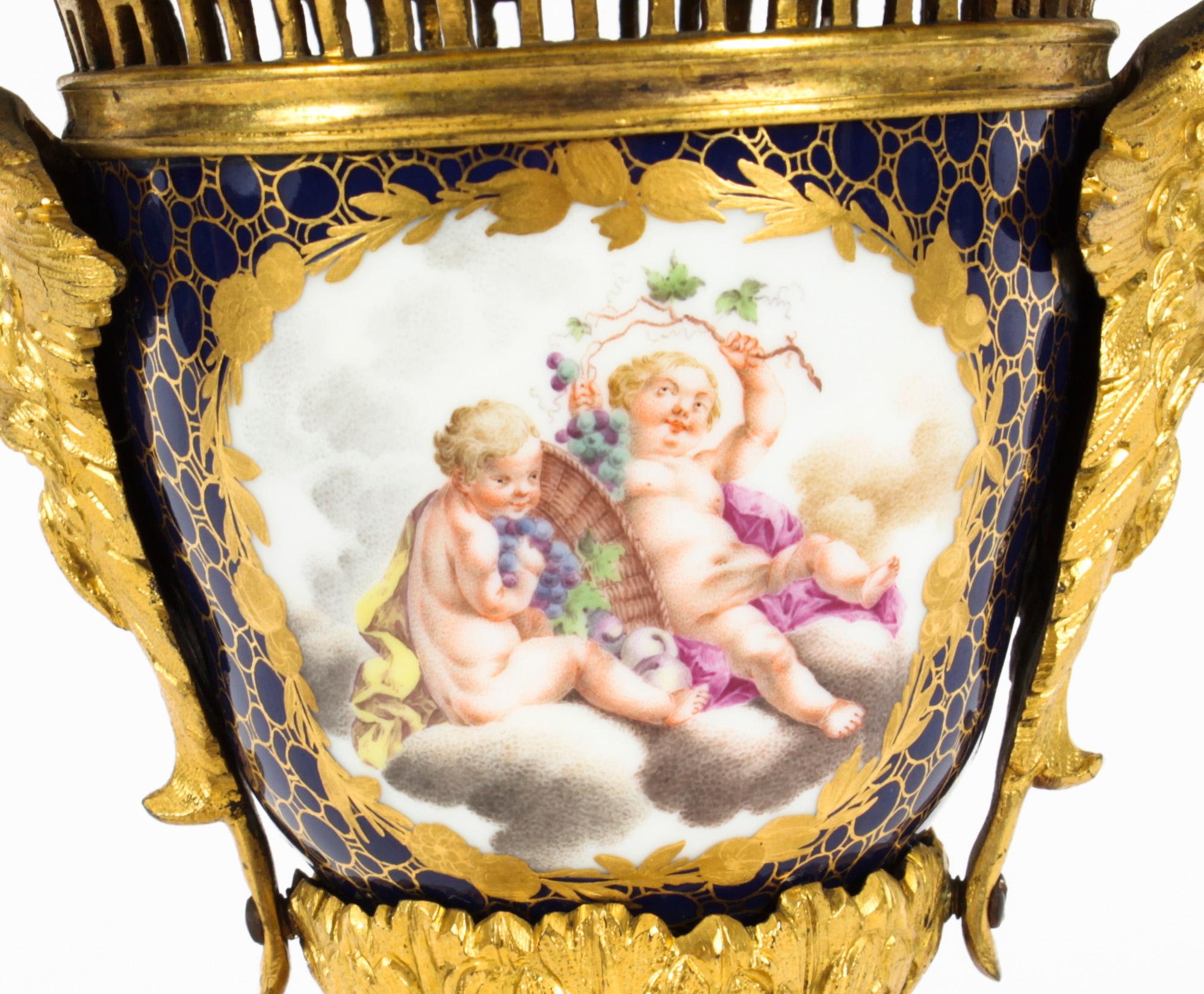 Antique German Porcelain Ormolu Mounted Pot Pourri Vase 19th C 1