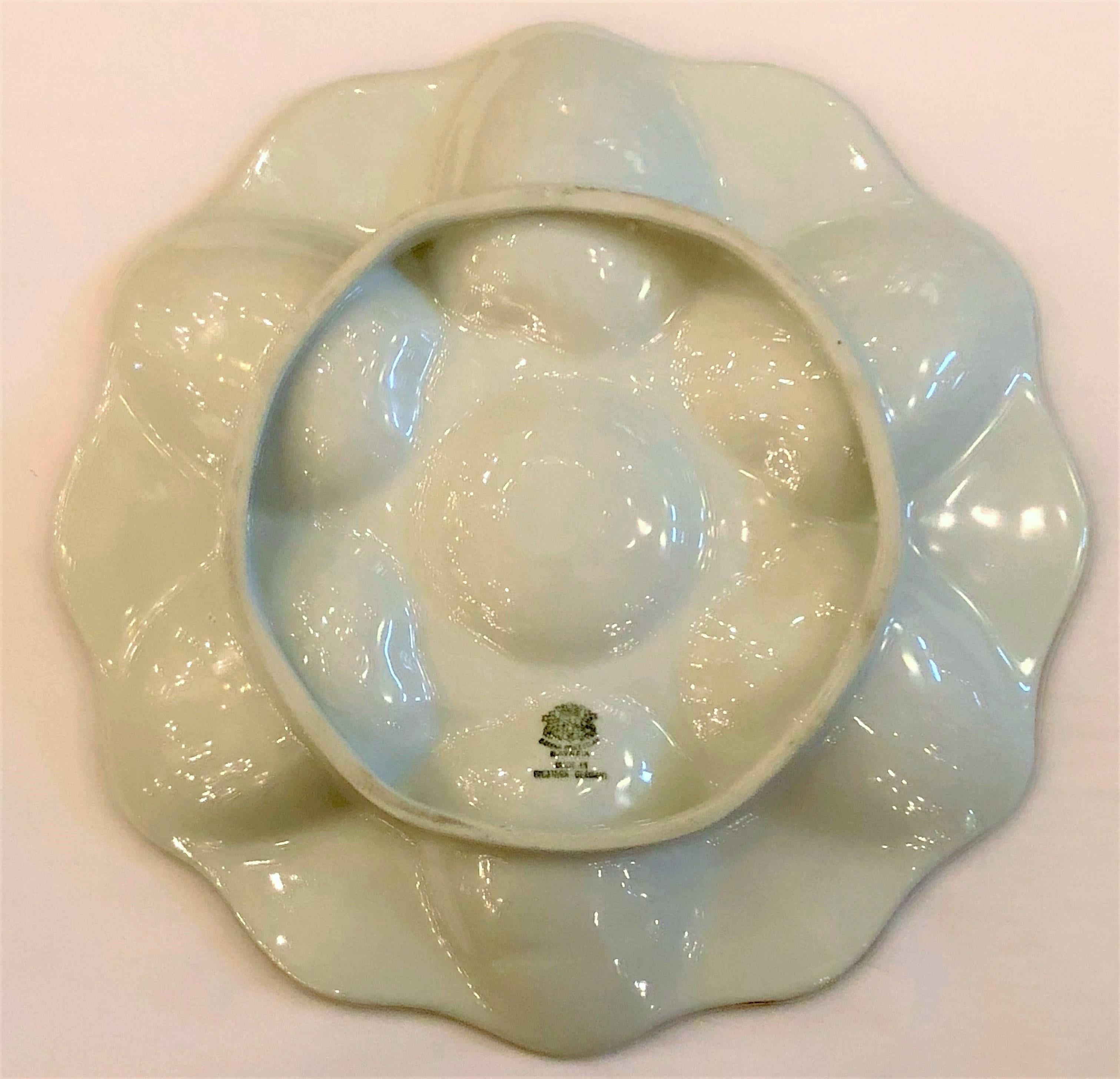Antique German Porcelain Oyster Plate, circa 1920-1930 In Excellent Condition In New Orleans, LA