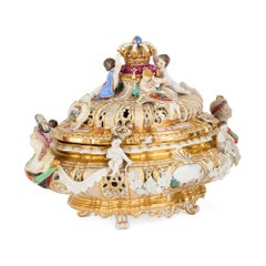 Antique German Porcelain Tureen with Cover by Meissen