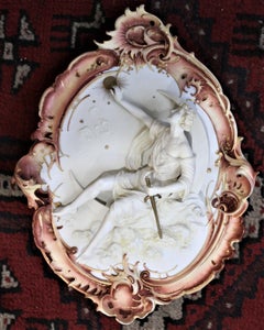 Antique German Porcelain Wall Plaque of Helios: God of the Sun