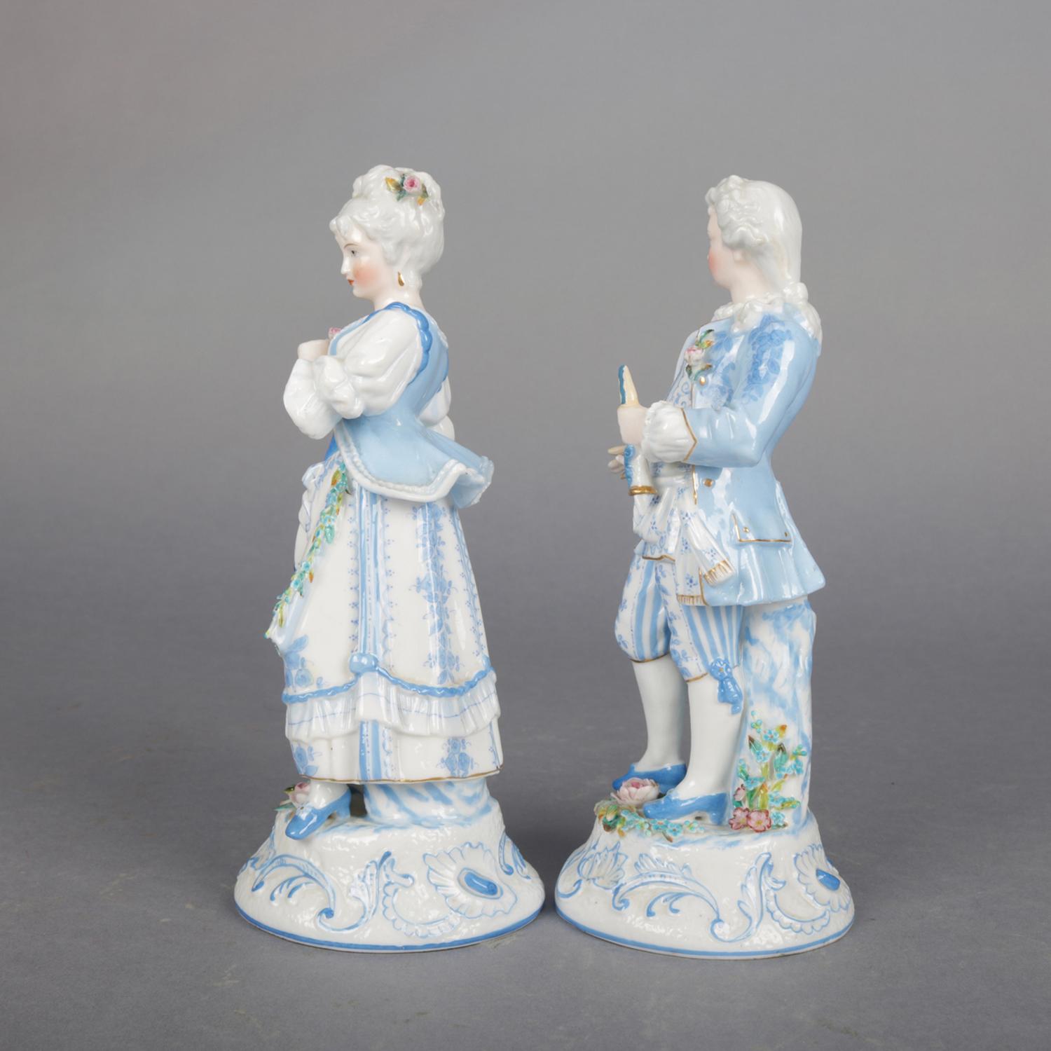 Victorian German Porzellanfabrik Unger Schneider CIE Courting Couple Figures, circa 1859