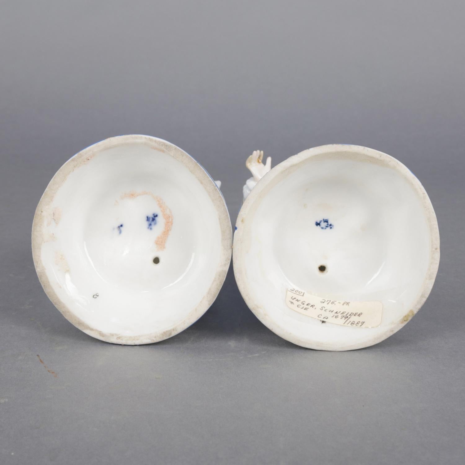 Porcelain German Porzellanfabrik Unger Schneider CIE Courting Couple Figures, circa 1859