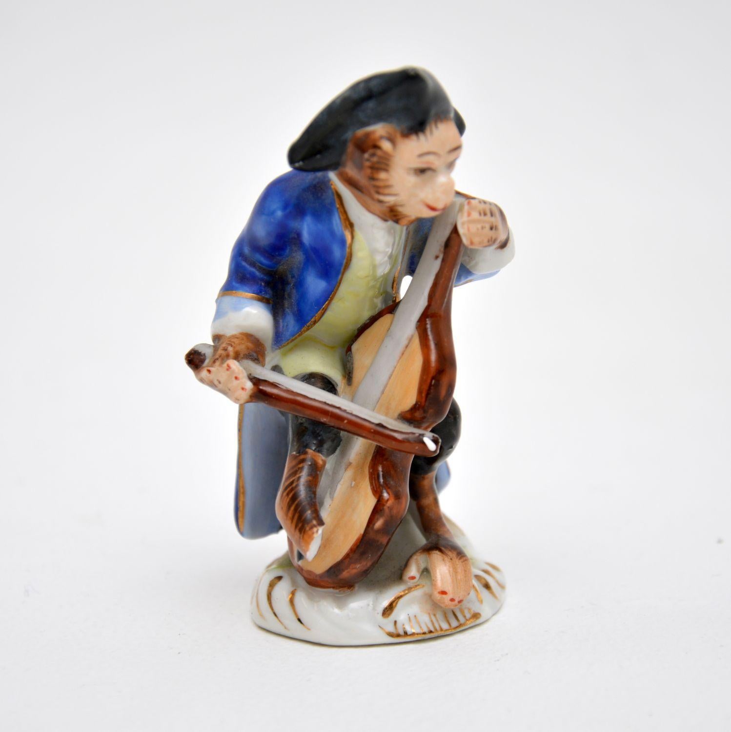 Antique German Pottery Monkey Band Figurines 6