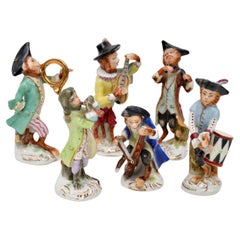 Antique German Pottery Monkey Band Figurines