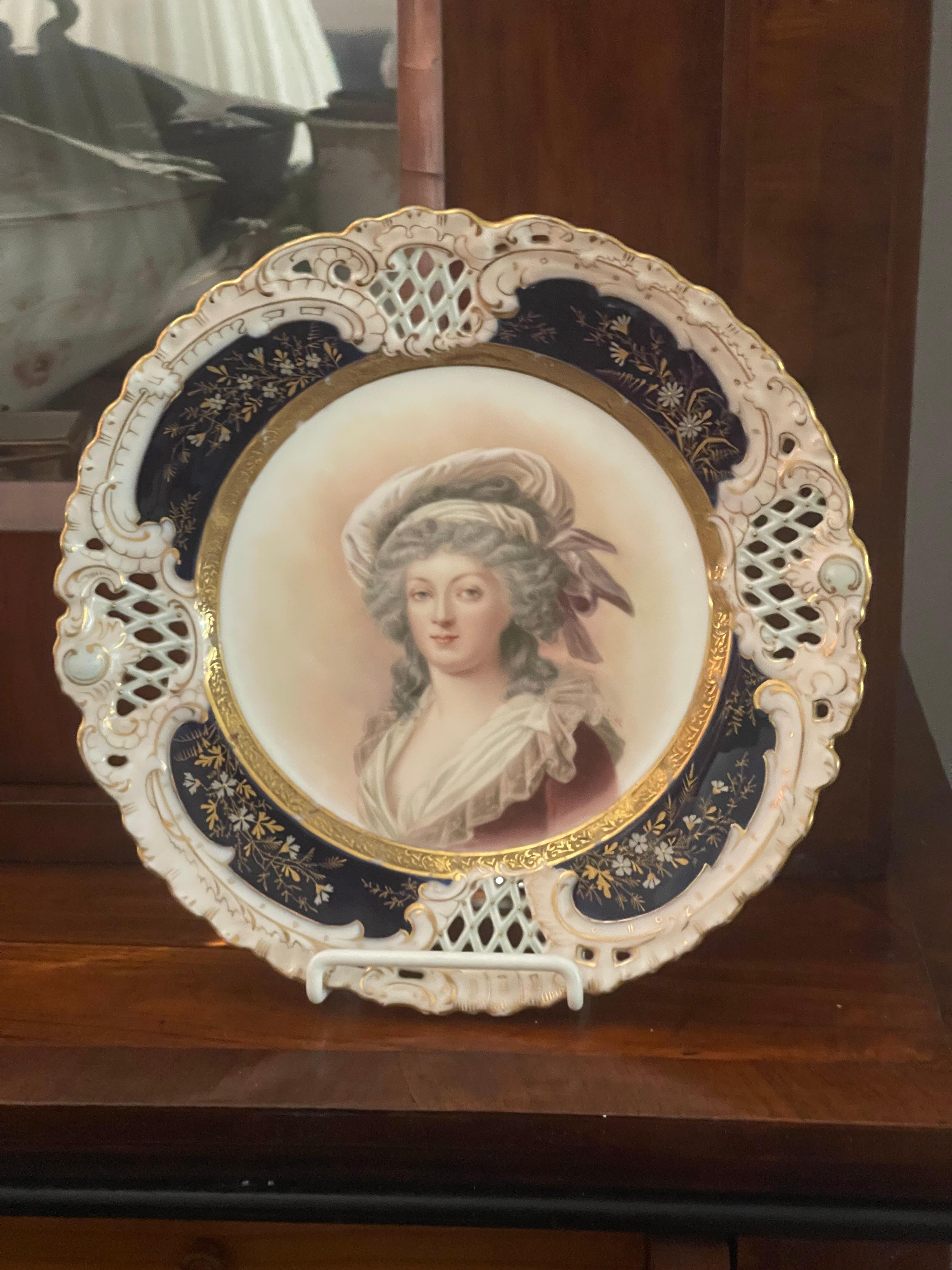 Antique German Princess Therese Portrait Porcelain Plate For Sale 3