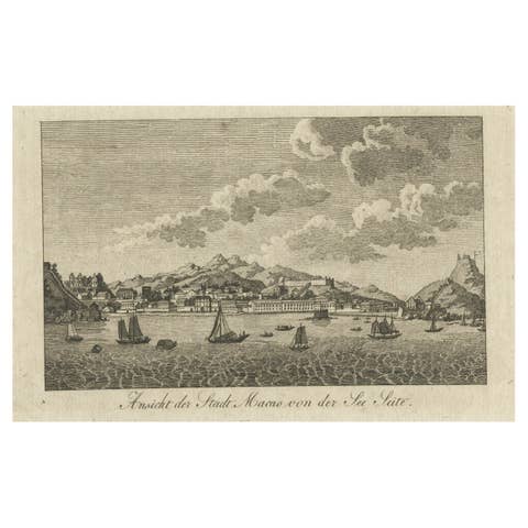 Antique German Print of Macau or Macao in Asia, Published Around 1800
