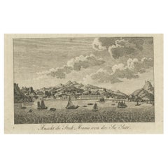Antiker deutscher Druck von Macau oder Macao in Asien, veröffentlicht um 1800
