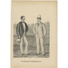 Antique German Print of Men's Fashion, c.1900