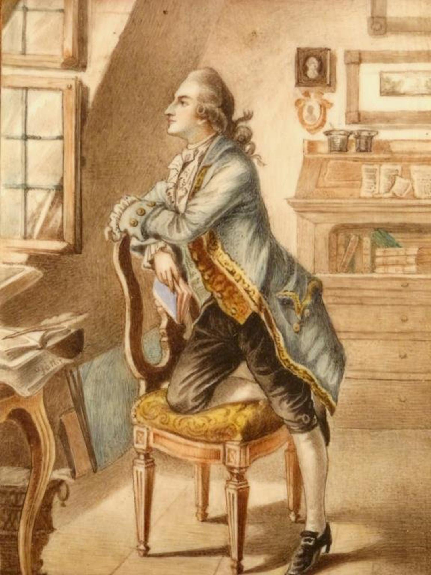 Antike preußische Miniaturmalerei Porträt von J.W. von Goethe im Angebot 3