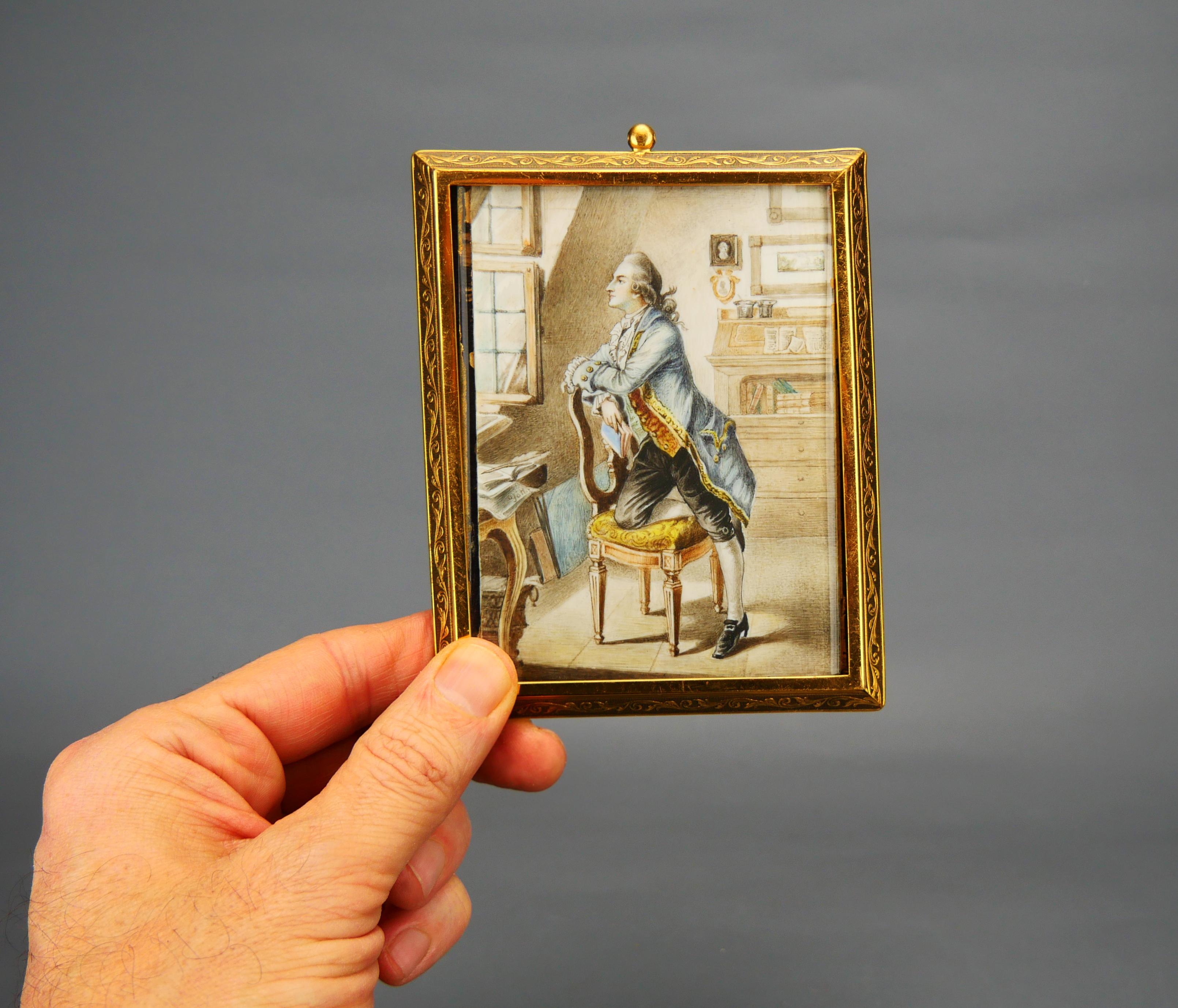 Antike preußische Miniaturmalerei Porträt von J.W. von Goethe im Angebot 10